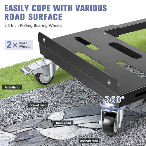 KEDSUM 2000LBS Heavy Duty Moving Dolly with 6 Swivel Wheels, Furniture Dolly with 100% Thicken Steel Frame, Expandable Appliance Dolly Cart Up to 43.6" Wide, All Terrain Used for Building Materials - size: 2.5“ wheel