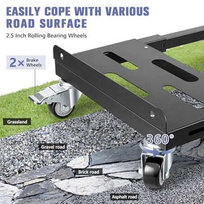 KEDSUM 2000LBS Heavy Duty Moving Dolly with 6 Swivel Wheels, Furniture Dolly with 100% Thicken Steel Frame, Expandable Appliance Dolly Cart Up to 43.6" Wide, All Terrain Used for Building Materials - size: 2.5“ wheel