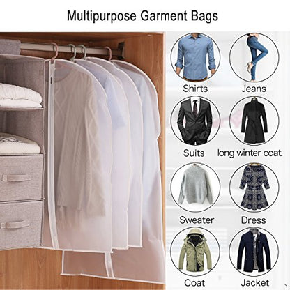 Garment Bags, Set of 5 Lightweight 40 Inch Suit Bags with Full Stainless Steel Zipper, Garment Bags for Storage/Closet/Travel (24"x40") - size: 24 x 40 Inch