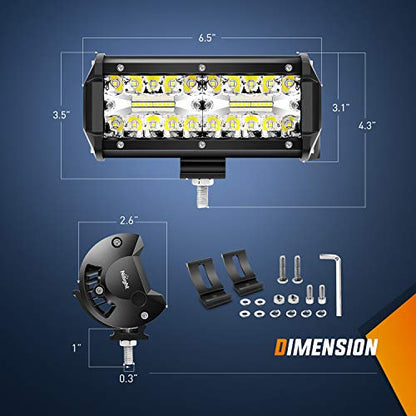 Nilight 18022C-B 6.5Inch 2PCS 6.5 Inch 120W Spot & Flood Combo Bar Driving Waterproof Led Work Light Triple Rows Off-Road Truck Car ATV SUV Jeep Cabin Boat, 2 Years Warranty (Pack of 12) - color: 2Pcs Led Pods, size: Led Pods (Pack of 12)