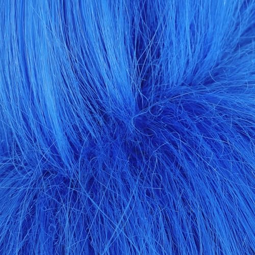 Short Blue Bob Wig Women Adult Unisex Blue Spiky Fluffy Wig + Wig Cap | Short Costume Synthetic Fiber Hair Wig for Halloween Cosplay Party - color: Blue