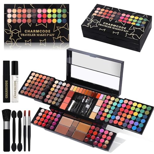 Professional All in One Makeup Kit for Women Full Kit,186 Colors Make Up Palette Valentine Gift Set, Including Eyeshadow,Lip Gloss,Concealer,Highlighter,Contour,Brow Powder,Mascara,Blush & Brush - color: 186-Color Traveler Makeup Kit