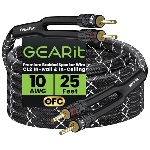 GEARit 10 Gauge OFC Speaker Wire with Banana Plugs, 25 ft, Home Theater - size: 25 Feet