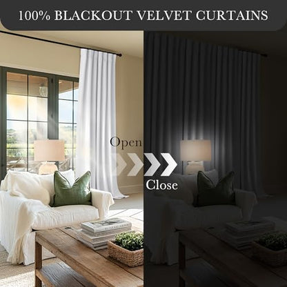 PONY DANCE 100% Blackout Cutains 90 inch Length 2 Panels Set, W52 x L90 - color: White, size: 52"W x 90"L (Pack of 2)