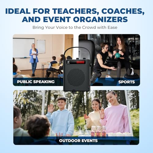 Voice Amplifier with Wireless Microphone & Speaker - Portable Bluetooth PA System, 30W Ultra-Light Rechargeable Hands-Free Megaphone for Teachers, Tour Guides & Outdoor Events - S93 | 2-in-1 Headset & Handheld Mic, Ultra-Light with Shoulder Strap, USB/TF/