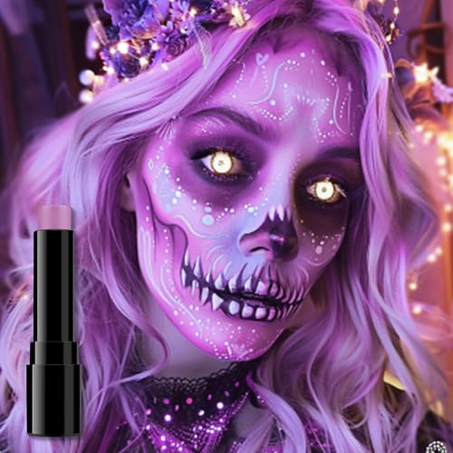 BADCOLOR Light Purple Face Paint Stick, Cream Lavender Periwinkle Eye Black, Sweatproof Waterproof for Sports Violet Lilac Halloween SFX Ursula Cosplay Costume Makeup - color: 1PCS Light Purple
