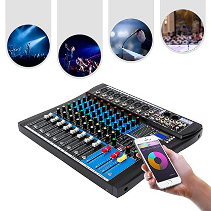 8 Channel Live Mixer DJ Console Mixer Professional Stereo Sound Mixer USB Audio Interface 48V Phantom Power Mixers Digital Audio Mixers Amplifier