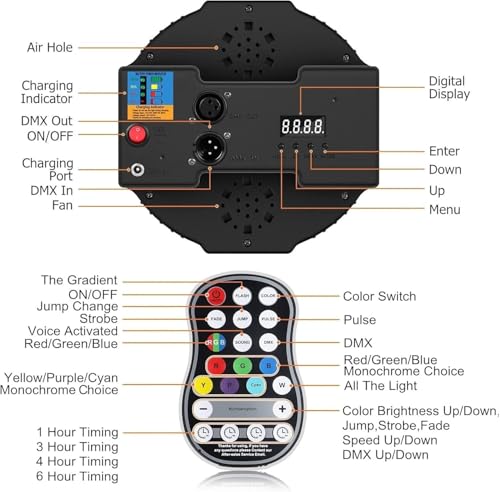 HOLDLAMP Rechargeable Par Lights 36W RGB Battery Powered, Wireless LED Par Lights DJ Uplights Sound Activated Remote Control for Wedding Events Club Party Church Stage Lighting, 12 Pack