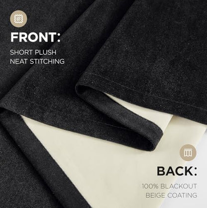 Joydeco 100% Blackout Curtains Velvet Black Out Curtain 96 Inch Drapes - color: Black, size: 42"W x 96"L (Pack of 2)