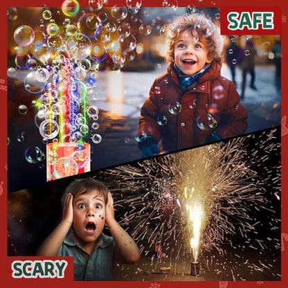 Bubble Machine (4PCS, 13 Holes) with LED Lights, Automatic Bubble Blower Toys, Portable Bubbles Maker for Wedding Christmas Chinese New Years Party Decorations, Kids Birthday Gifts, Balloons Banner | Automatic Bubble Blower Toys, Bubbles Maker for Wedding