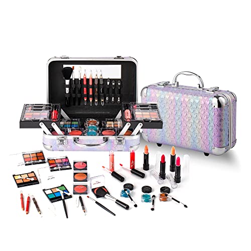 Hot Sugar All In One Makeup Set for Teenager Girls (Purple Heart) | Full makeup kit for beginners includes eye shadow palette, blush, lip gloss, lipstick, lip and eye pencils, brush, mirror. - color: Purple Heart