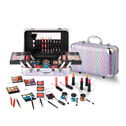 Hot Sugar All In One Makeup Set for Teenager Girls (Purple Heart) | Full makeup kit for beginners includes eye shadow palette, blush, lip gloss, lipstick, lip and eye pencils, brush, mirror. - color: Purple Heart