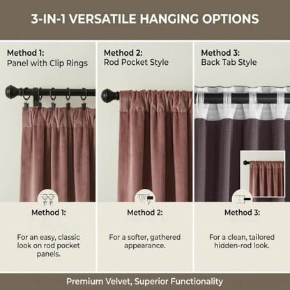 NICETOWN Dusty Rose Pink Blackout Velvet Curtains for Girls Room - color: Dusty Rose Pink, size: 52"W x 84"L (Pack of 2)