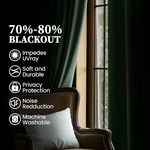 SimpleHome Sage Green Velvet Curtains 84 Inches for Living Room Rod Pocket | Luxury Blackout Velvet Curtains,Thermal Insulated 2 Panels Room Darkening Drapes,Velvet Bedroom Curtains,W52 x L84,2 Panels - color: Sage Green, size: 52"W x 84"L (Pack of 2)