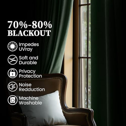 SimpleHome Sage Green Velvet Curtains 84 Inches for Living Room Rod Pocket | Luxury Blackout Velvet Curtains,Thermal Insulated 2 Panels Room Darkening Drapes,Velvet Bedroom Curtains,W52 x L84,2 Panels - color: Sage Green, size: 52"W x 84"L (Pack of 2)