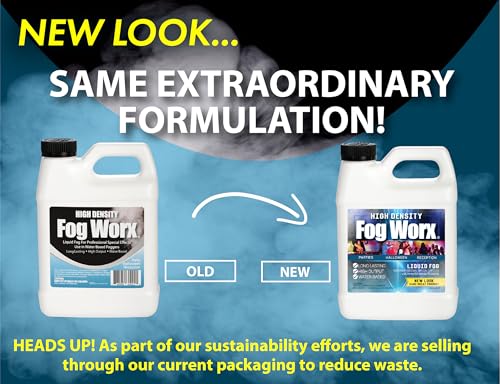 FogWorx Extreme High Density Fog Juice - Quart – 32 Fluid Ounces of Long Lasting, High Output, Odorless Water Based Machine Fluid for 400 to 1500 Watt Machines - size: HD Quart
