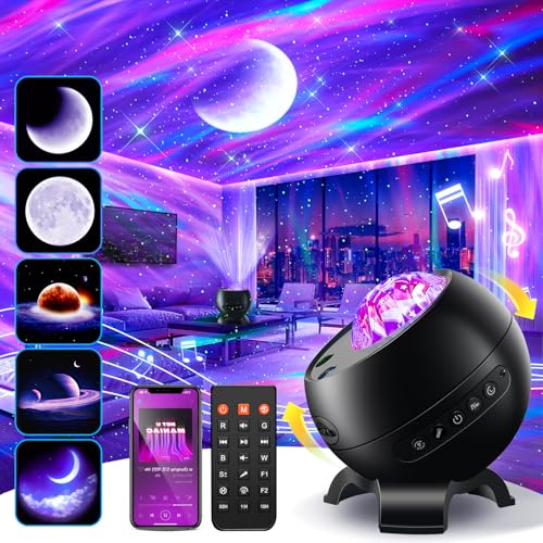 LED Light Gifts Home Decor Light Projector with 375 Effects, Bluetooth - color: Black