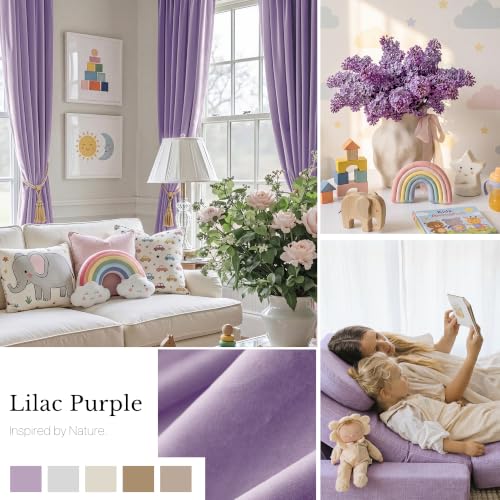 NICETOWN Lilac Purple Velvet Curtains & Drapes for Girls' Bedroom 84" Long - color: Lilac Purple, size: 52"W x 84"L (Pack of 2)