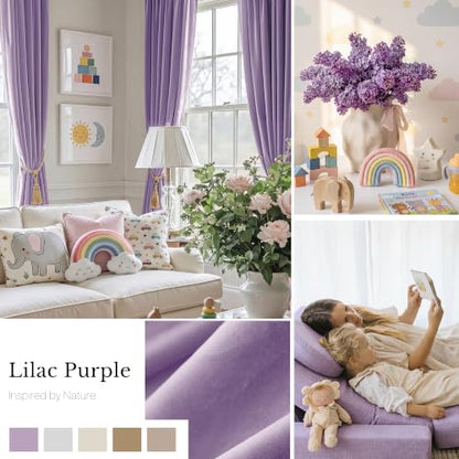 NICETOWN Lilac Purple Velvet Curtains & Drapes for Girls' Bedroom 84" Long - color: Lilac Purple, size: 52"W x 84"L (Pack of 2)
