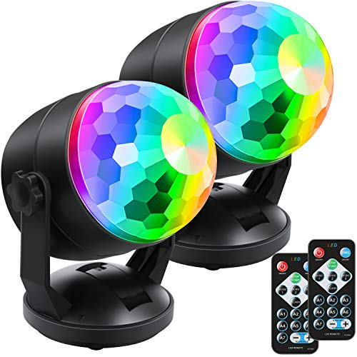 Luditek 2-Pack Portable Sound Activated Party Lights, Battery Powered/USB | Dj Disco Ball Strobe Lights Indoor for Car Room, Adults Gifts, New Years Eve Party Supplies 2025 Christmas