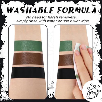 BOBISUKA Green Face Paint Stick, Highly Pigmented Full Coverage Washable Cream Face & Body Paint for Halloween Zombie Witch Monster Goblin Cosplay SFX Makeup, Sports Eye Black Looks & Costume Party - color: Green
