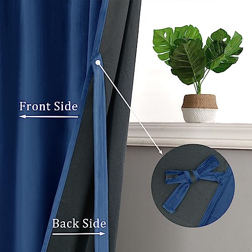 Hiasan Blue Velvet Blackout Curtains 96 inches Long, 2 Panels, 42W x 96L - color: Blue, size: 42"W x 96"L (Pack of 2)