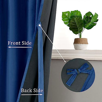 Hiasan Blue Velvet Blackout Curtains 96 inches Long, 2 Panels, 42W x 96L - color: Blue, size: 42"W x 96"L (Pack of 2)