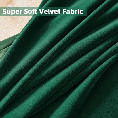 CUCRAF Dark Green Velvet 100% Blackout Curtains 63 inches Long, Thermal Insulated, Noise Reducing Rod Pocket Luxury Drapes for Bedroom Living Room(52x63 inches, 2 Panels) - color: Dark Green, size: 52"W x 63"L (Pack of 2)