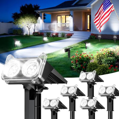 LETMY Solar Lights Outdoor Waterproof IP65, 6 Pack Solar Spot Lights Outdoor With 14 Big LEDs, 2-in-1 Wall Lights & 2 Modes Solar Powered Landscape Spotlights for Garage Pathway Yard Decor Garden Gift - size: 6 PACK