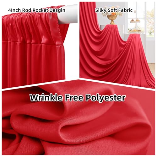 Outpain 10ftx20ft Red Backdrop Ceiling Drapes,2Panels 20ft Height Wrinkle Free Tent Draping Curtains, Fabric Drapery Ceiling Drapes for Wedding Ceremony Birthday Theme Parties with Rod Pocket - color: Red, size: 60"W x 240"L (Pack of 2)