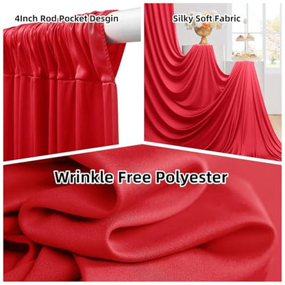 Outpain 10ftx20ft Red Backdrop Ceiling Drapes,2Panels 20ft Height Wrinkle Free Tent Draping Curtains, Fabric Drapery Ceiling Drapes for Wedding Ceremony Birthday Theme Parties with Rod Pocket - color: Red, size: 60"W x 240"L (Pack of 2)