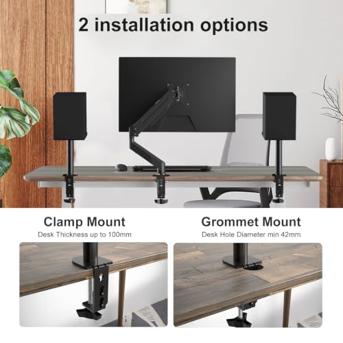 suptek Small Clamp-on Speaker Stand Desk Mount Set, Tilt, Swivel, 7.8 x 6.5 inch Trays, Universal Audio Holders for Computer and Bookshelf Speakers, Elevated Sound, 2 Pack, Black, SDM001SFX - color: Black, size: 7.8 x 6.5x 8.9"(h)