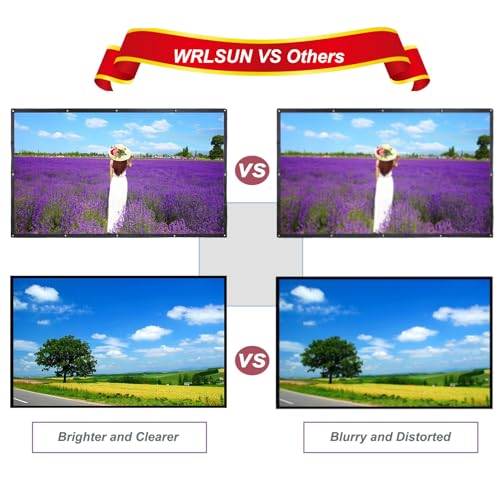 200 Inch Portable Folding Outdoor Projector Screen 16:9 Movie Screen | Big Size, Thick Canvas Material, HD Projection Movie Screen for Home Theater/School/Office/Party/Sports Events - size: 200 Inch