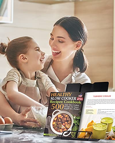Large Desk Book Stand Metal Reading Rest Book Holder Adjustable Document Cookbook Holder Portable Bookstands for Recipes Textbooks Music Books Birthday Gift for Age 3,4,5,6,7,8,9,10+ Boys Girls(Black) - color: Black