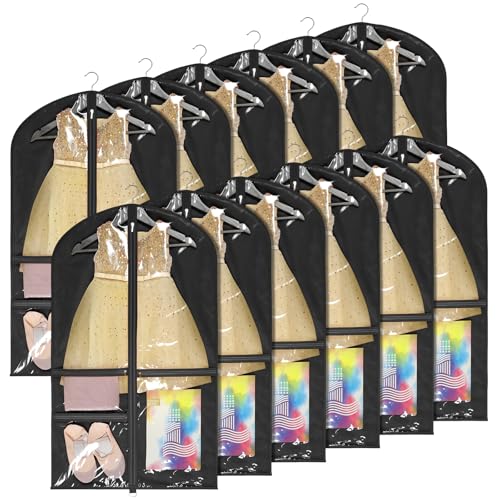 Univivi 40 Inch Dance Costume Garment Bags for Dancers, Black, 12 Pack - color: Black, size: 12 Pack