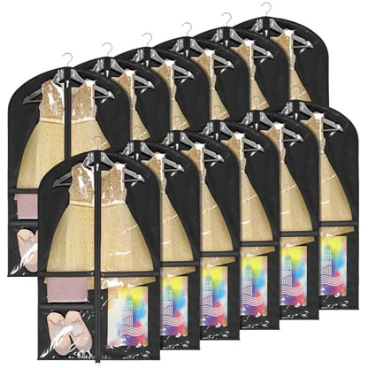 Univivi 40 Inch Dance Costume Garment Bags for Dancers, Black, 12 Pack - color: Black, size: 12 Pack