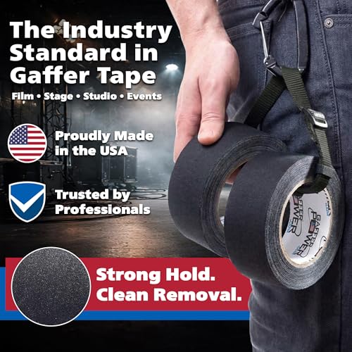 Gaffer Power Black Gaffer Tape 1 Inch x 60 Yards, Pro Grade, USA Made - color: Black, size: 1 inch x 60 yards