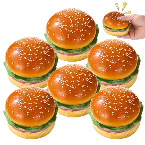 6 Pcs Artificial Hamburgers, Realistic Fake Food Model, 3.7 x 2.4 in, Vibrant & Lifelike Design, Versatile Photography Prop, Great for Display, Photography Prop