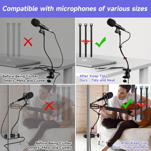 2-in-1 Podium Microphone Holder & Mic Holder -13.78" Flexible Gooseneck Desktop Mic Stands Holder for Lectern Podium Podcast Meetings Lectures Pulpit Streaming Gaming Studio (Upgrade) - color: Wall & Desk Clamp