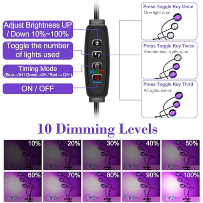 inShareplus 395nm~405nm Dimmable UV Gooseneck Light with USB,15W UV Black Curing Lamp, Clamp Lights with Clip for UV Glue Resin Curing, Gel Nail, Resin Art, Aquarium - color: Round, size: Three head