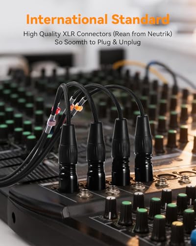 4-Channel XLR Snake Cable, 99.99% OFC Professional Snake Cables 6.6ft, Neutrik-Rean Gold Connectors, Nylon Braided Male to Female Microphone XLR Patch Cables Snake for Recording - size: 6.6ft