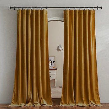Pony Dance Golden Brown Velvet Curtains 84 inches Long with Rod Pocket Back Tab Top - Thick Havy Plush Velvet Drapes for Dining Room/Kitchen/Country House, 52Wx 84L, 2 PCs - color: Golden Brown, size: 52"W x 84"L (Pack of 2)