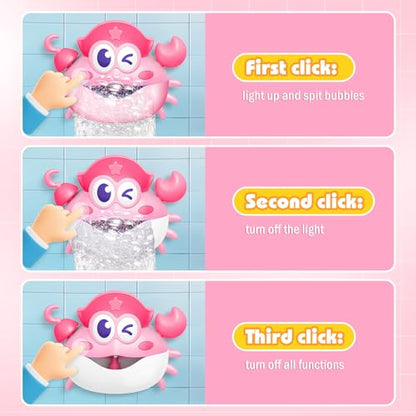 Bath Toys,Light Up Baby Bath Toys Bath Bubble Machine with Colourful RGB Light Great Birthday for Toddler Boys and Girls Tub Toy for Kids Ages 1-3 4-8 - color: Pink