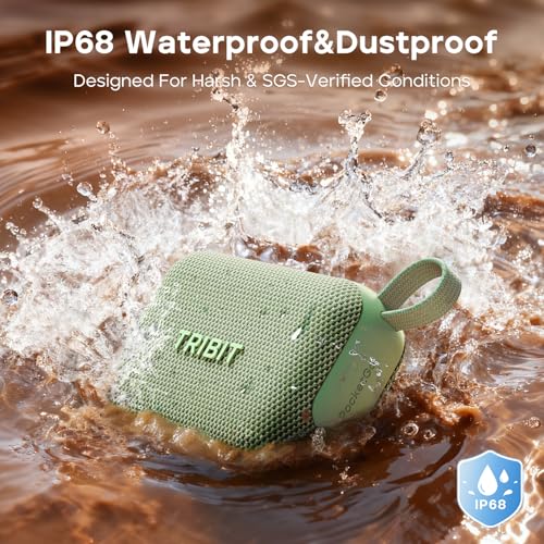 Tribit PocketGo Portable Bluetooth Speaker, 7W, IP68 Waterproof, 20H, Green - color: Green