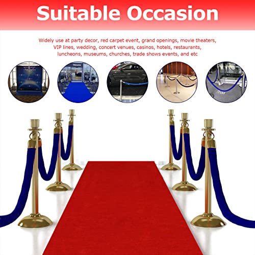 4 Pack Blue Velvet Stanchion Rope, 5ft Velvet Ropes Stanchion Ropes with Gold Clasps, Crowd Control Rope Queue Safety Sarriers Stanchion Post Rope for Party Event and Red Carpet - color: Blue