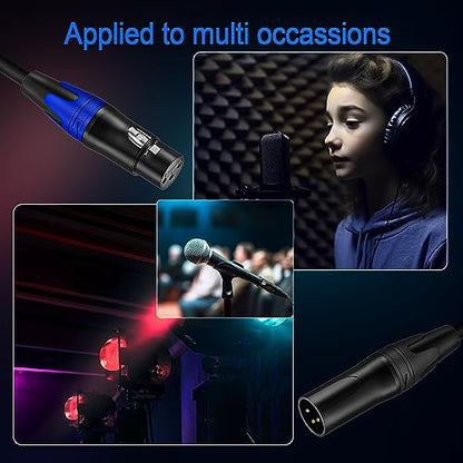 LanSenSu 1 Male to 2 Female XLR Y Splitter Micrphone， 3pin XLR Female to Dual XLR Male Y-Splitter Balanced Mic Audio Cables for Stereo Mic to L & R Audio Track (3.3ft-2pack) - size: 3.3ft-2pack