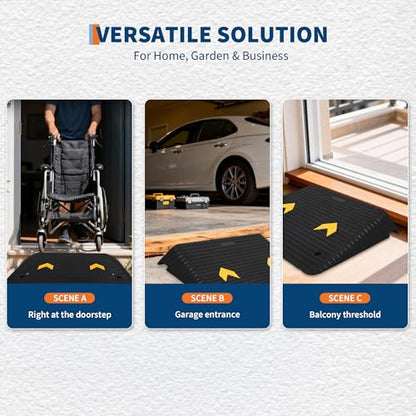 Rubber Threshold Ramp 4" Rise, 33069LBS Capacity Portable Wheelchair Ramp with Channel Cord Cover, All-Weather Non-Slip Surface for Doorways, Steps, Cars & Pets (35.5"x24") - size: 4"-1 Pack