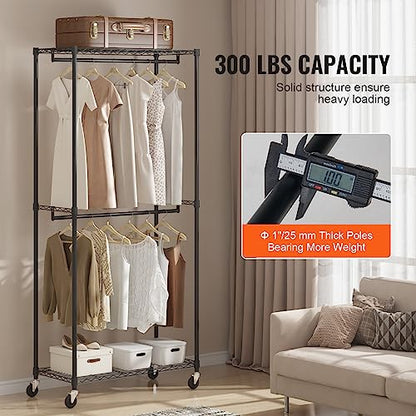 VEVOR Clothing Garment Rack, Heavy Duty Closet Wardrobe, Adjustable Tiers Clothes Racks with Steel Frame, for Bedroom, Clothing Store, Hallway - color: S1, style: 2 Rods 2 Tiers