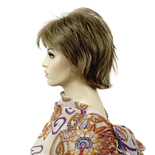 Lydell Short Layered Shaggy Full Synthetic Wig in Light Golden Brown with Wavy Curly Style - color: 14 Light Golden Brown