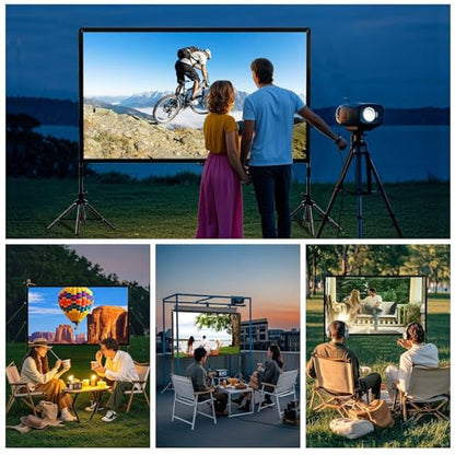 Projector Screen with Stand,DUYIKJ 100 inch Portable Outdoor Indoor Projector Screen Rear Front Projection Screen Lightweight Movie Screen16:9 4K HD with Four-Legged Frame Carry Bag for Home Theater